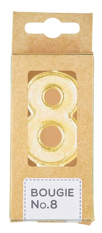 Bougie chiffre 8 Kim'Play - Doré