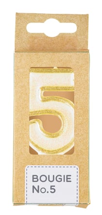 Bougie chiffre 5 Kim'Play - Doré