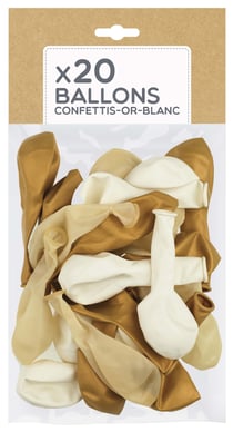 Lot de 20 ballons Kim'Play - Blanc et or