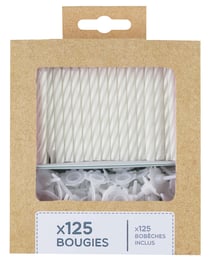 Lot de 125 bougies Kim'Play - 6 cm - Blanc