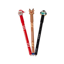 Lot de 3 stylos effaçables Noël Mr Wonderful - Bo-Bo - Noir, bleu, rouge - Pointe moyenne
