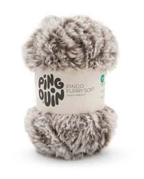 Pelote de fil à tricoter/crocheter Pingouin - Pingo Furry Soft - Marron/beige