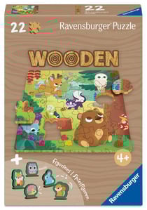 Puzzle 22 pièces en bois - Animaux de la forêt - Rectangulaire