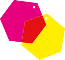 4 porte-clés hexagonaux - acrylique - 5 x 5.6 x 0.2 cm