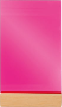 Plaque d'acrylique transparente avec socle en bois - 16.5 x 17.2 x2 cm - Rose fluo