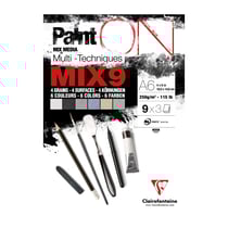 Bloc de 27 feuilles de papier Paint'On Mix 9 - Clairefontaine - 9 x 3 feuilles - A6 - 250 g/m²