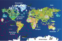 Sous main Mappemonde pour enfant - 60 x 40 x 0,3 cm