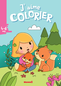 J'aime colorier - petite fille et renards - 4/6 ans