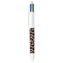 Stylo-Bille 4 Couleurs - Bic - Pointes moyennes 1,0 mm rétractables - Léopard - Modèle aléatoire - Produit vendu à l'unité