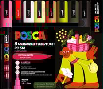 Lot de 8 marqueurs Posca - Pointe conique moyenne - Couleurs Florales - PC5M