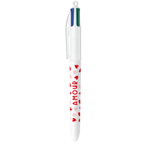 Stylo-Bille 4 Couleurs "Ca c'est l'amour" - Bic - Pointes moyennes 1,0 mm rétractables - Amour Saint Valentin