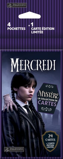 Wednesday 2 trading cards blister 4 pochettes + 1 carte édit limitée - Panini