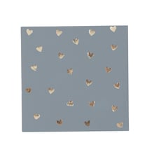 Lot de 20 serviettes - Petits Cœurs Bleu Orage et Or - Artyfêtes