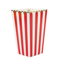 Lot de 8 boîtes à pop-corn - Rouge et or - Artyfêtes 
