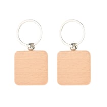  Porte-clés carrés en bois à personnaliser x2 - Gravure laser - Créalia