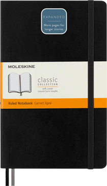 Carnet Moleskine - Noir - 400 pages lignées