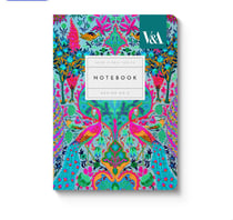 Carnet premium Ohh Deer - A6 10,5 x 14,8 cm – Neon Floral Peacock - Pages lignées