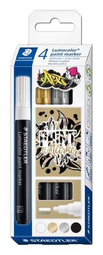 Lot de 4 marqueurs acryliques Lumocolor Staedtler - effet métallisé