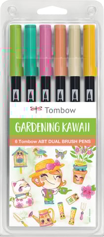 Lot de 6 feutres Tombow - ABT Dual Brush Pen - Couleur printemps - Gardening Kawaii