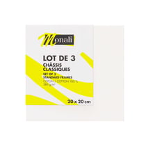 Châssis classique - Lot de 3 - Toile coton 100% - 380 g/m² - 20 x 20 cm - Monali