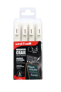 Lot de 4 marqueurs craie - Chalk Marker - Pointe fine - Uni-ball