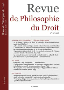Revue de Philosophie du Droit n.2026/5 : L'euthanasie et l'éthique des soins