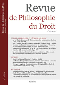 Revue de Philosophie du Droit n.2026/5 : L'euthanasie et l'éthique des soins