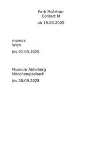 Park mcarthur contact m (mumok, wien) /anglais/allemand