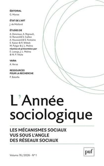 Revue L'Année sociologique n.76 (édition 2026)