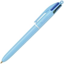 Stylo bille 4 couleurs BIC - Pastel bleu - Bleu, rouge, vert, noir - Pointe moyenne