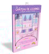 Pochette - mon chateau de licornes a deplier, colorier et decorer ! - avec un depliant a completer,