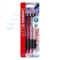 Lot de 4 stylos STABILO - Pointball Wildflowers - Bleu - Pointe moyenne