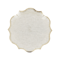 Lot de 8 assiettes Artyfêtes - Feuillages effet lin et or - Carton - Ø 23 cm