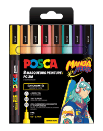 Set de 8 marqueurs - Posca - Edition Manga -  Pointe fine