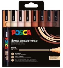 Pochette de 8 marqueurs - Posca - Couleurs portrait - PC5M