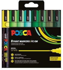  Lot de 8 marqueurs Posca - Pointe conique moyenne - Couleurs vertes - PC5M