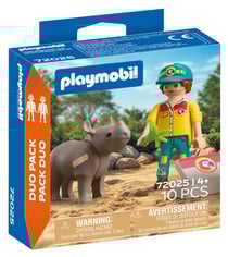 PLAYMOBIL® - Duo Soigneur et rhinocéros - 72025 - Pack Duo