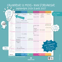 Calendrier scolaire 2026/2027 Oberthur - Bien s'organiser - 30 x 30 cm
