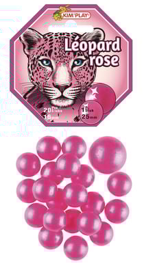 Lot de 20 billes + 1 boulet - Kim'Play - Léopard rose