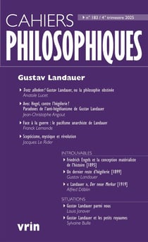 Cahiers philosophiques n.183 : Gustav Landauer