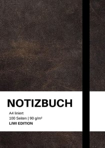 Notizbuch A4 liniert schwarz - 100 Seiten Soft Cover - FSC Papier : Notebook A4 - 90g/m²