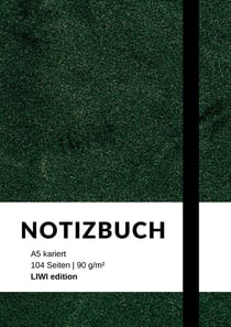 Notizbuch A5 kariert - 100 Seiten 90g/m² - Soft Cover grün - FSC Papier : Notebook A5 kariert ohne Rand