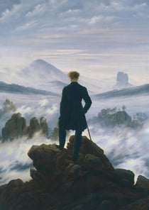 Notizbuch A4 kariert - 100 Seiten Soft Cover - Caspar David Friedrich: Der Wanderer über dem Nebelmeer : Notebook A4 Karo - 90g/m² kariertes Papier