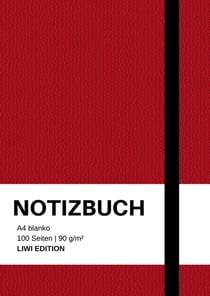 Notizbuch A4 blanko rot - 100 Seiten Soft Cover - FSC Papier : Notebook A4 weißes Papier unliniert - 90g/m²