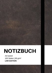Notizbuch A4 kariert - 100 Seiten Soft Cover schwarz - FSC Papier : Notebook A4 Karo - 90g/m² kariertes Papier