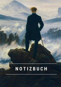 Notizbuch klein A5 Blanko - Notizheft 44 Seiten 90g/m² - Softcover Caspar David Friedrich "Der Wanderer über dem Nebelmeer" - FSC Papier : Notebook A5 Blanko weißes Papier