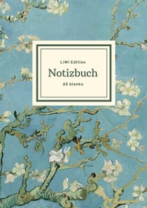 Notizbuch schon gestaltet mit Leseband - A5 Hardcover blanko - 100 Seiten 90g/m² - Motiv "Blühende Mandelbaumzweige", van Gogh - FSC Papier : Notebook A5 - Hardcover blanko - Mandelblüten - almond blossom