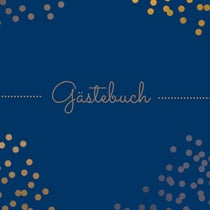 Gästebuch schon gestaltet - 1000 Seiten - quadratisch 21 x 21 cm - weißes Papier 90g/m² - FSC Papier : Hardcover goldene Punkte auf blau - blanko - für Hochzeit, Geburtstag, Taufe
