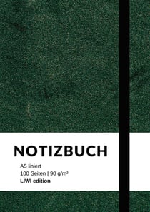 Notizbuch A5 liniert - 100 Seiten 90g/m² - Soft Cover grün - FSC Papier : Notebook A5 liniert weißes Papier