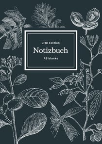 Notizbuch schon gestaltet mit Leseband - A5 Hardcover blanko - 100 Seiten 90g/m² - floral dunkelgrau - FSC Papier : Notebook A5 Hardcover blanko